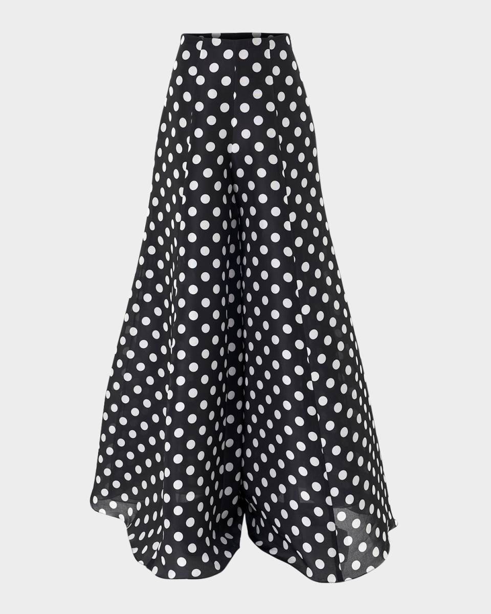 Polka-Dot Silk Palazzo Pants